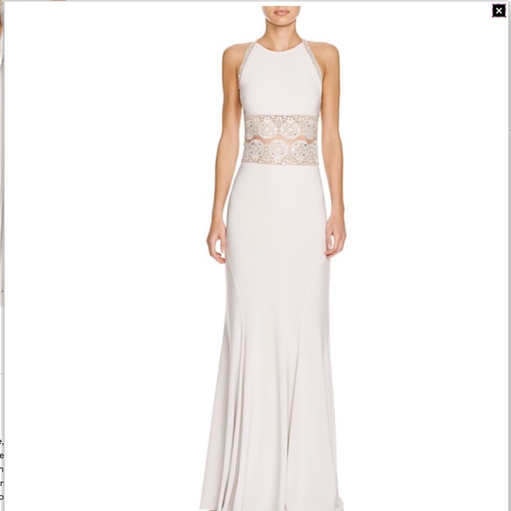 LM collection boho illusion lace detail gown